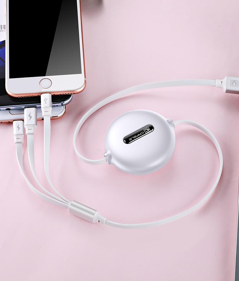 Fast Charging 3 In 1 Cable - Type C, USB, Lightning cable for Iphone beachysalt 
