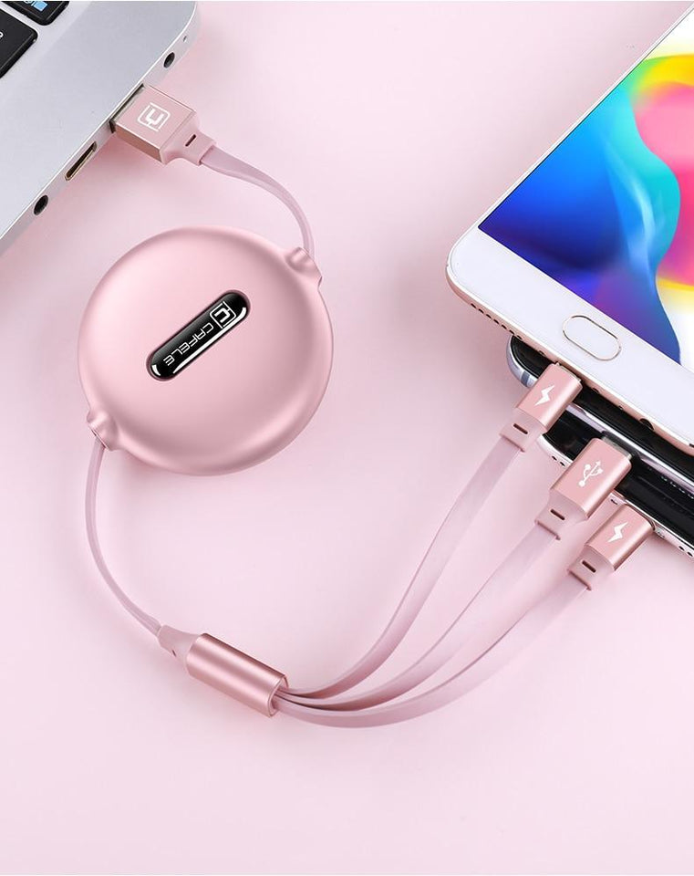 Fast Charging 3 In 1 Cable - Type C, USB, Lightning cable for Iphone beachysalt 
