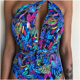 Floral Print Multiway Swimsuit beachysalt NEON LEAVES S 