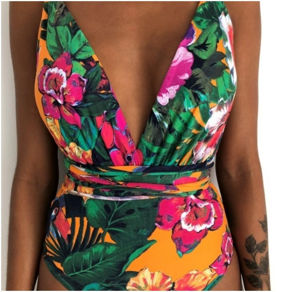 Floral Print Multiway Swimsuit beachysalt TROPICAL FLOWERS S 